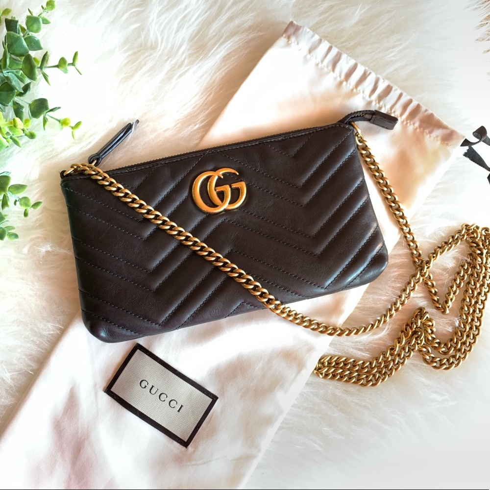 GUCCI Marmont Matelasse Calfskin Mini GG Chain Bag